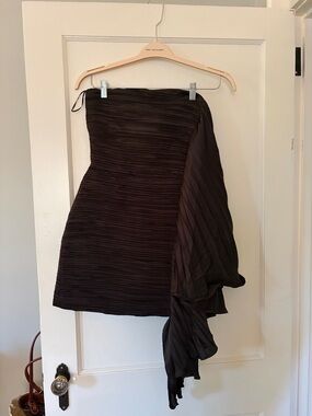 Strapless Black Pleated Dress